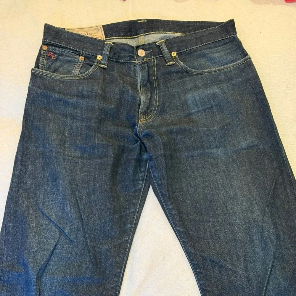 Polo Ralph Lauren Authentic Selvage Dungarees Straight Leg Mens 34x31 Dark Wash‎
